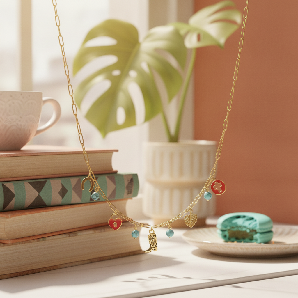Enamel Turquoise Geometric Necklace